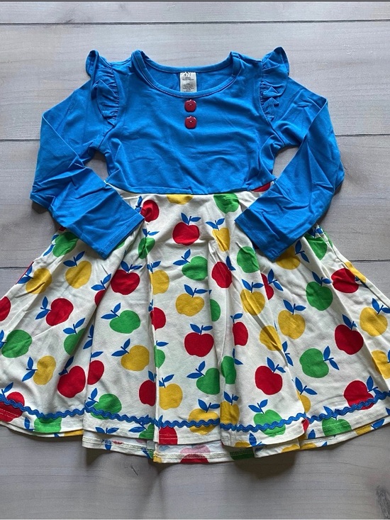 Eleanor Rose Other - NEW Eleanor Rose Blue Red, Green & Yellow Apple-Print Dress